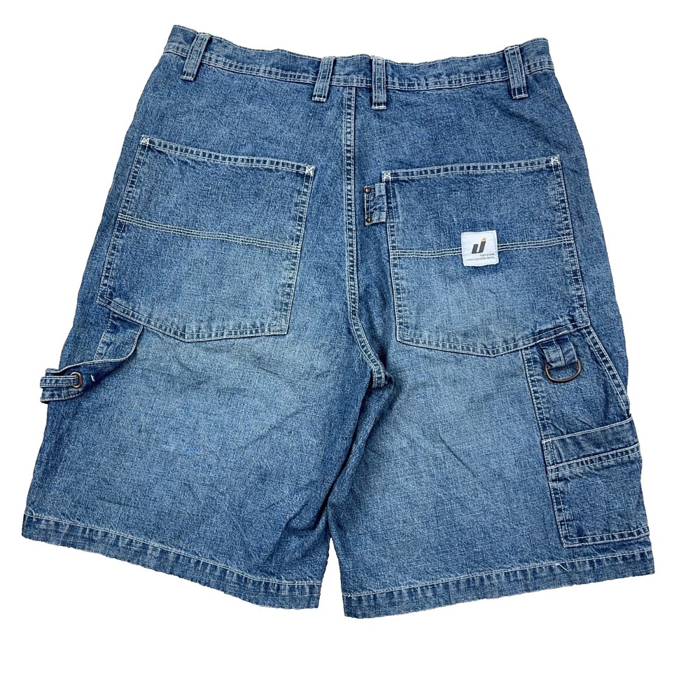 Vintage Y2K Urban Up Carpenter Shorts Men 34 Jorts Baggy Skate Patch Work Denim